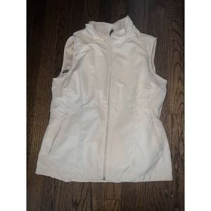 SCOTTeVEST Womens Large RFID Travel Vest KhakiTan Zip Pockets Hiking Utility Med